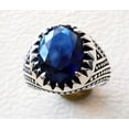 thumbnail image 5 of Blue Sapphire Mens Ring, Natural Blue Sapphire, September Birthstone Sapphire, Silver Jewelry, 925 Silver Ring, Birthday Gift, Heavy Mens Ring, Arabic Oxidized Mans Ring, Christmas, Mens Signet Ring, 5 of 6