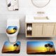 thumbnail image 1 of Alfombra de baño ABPHQTO Juego de 3 piezas Palmeras de playa y paisaje al atardecer, 1 of 2