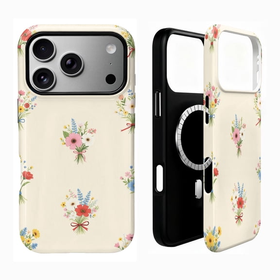 SKLYDDI Cute Floral Aesthetic Case for iPhone 17 Pro Max, Compatible with MagSafe - 296
