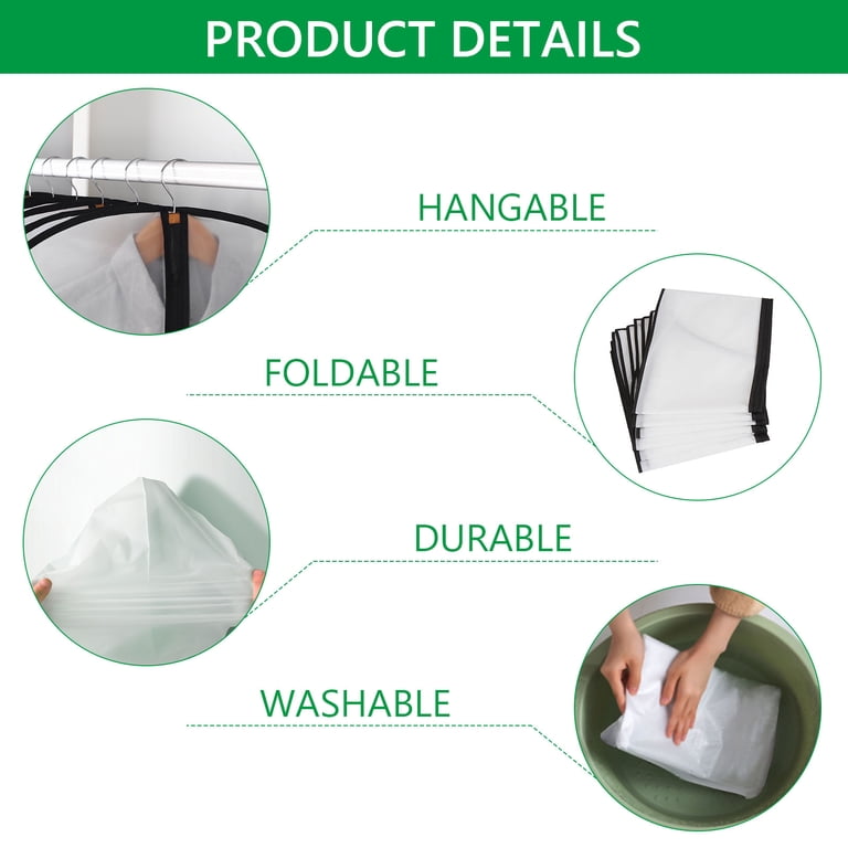 Tripumer 5-Piece Hanging Garment Bag 24 x 40 Inch Black photo 8