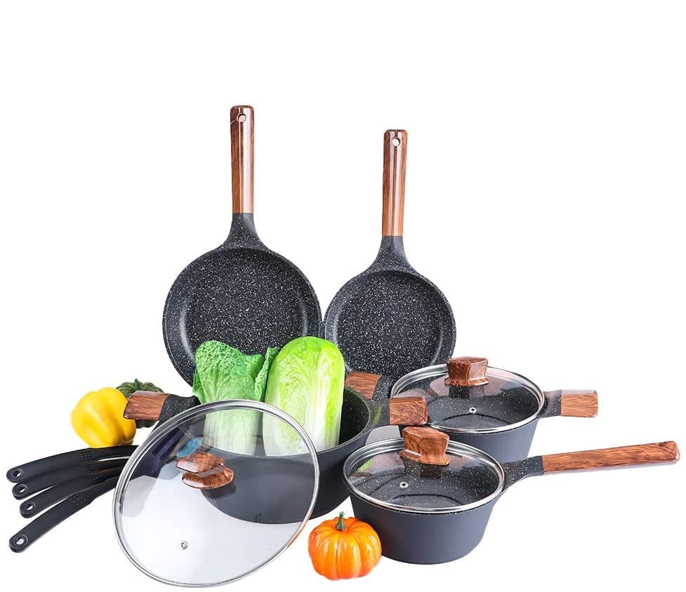 MF Studio Professional Speckle Nonstick Cookware Dishwasher Safe Pots and Pans Set