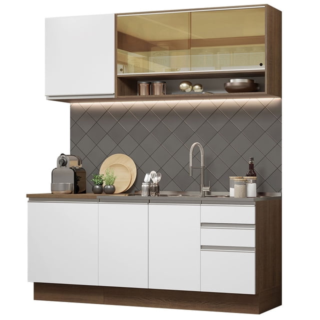 Cocina Integral 180cm Marrón/Blanco Glamy Madesa 06