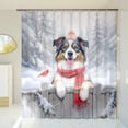 thumbnail image 3 of Playful Australian Shepherd Welcomes Winter Snowy Day with Cardinal Bird Shower Curtain Aussie Dog Lover Gifts Waterproof Bathroom Bathtub Curtain - 12017, 3 of 5