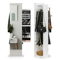 thumbnail image 5 of Royard Oaktree 360° Swivel Jewelry Armoire with Full Length Mirror, Standing Jewelry Organizer Armoire with Multi Storage Shelves, Coat Rack and Bag Hangers, White, 5 of 7