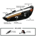thumbnail image 3 of Spec-D Tuning Jet Black Projector Headlights w/ Sequential LED Signal Tube Compatible with 2015-2018 Ford Focus, Left + Right Pair Headlamps Assembly, 3 of 5