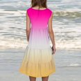 thumbnail image 5 of pstuiky Casual Dresses for Women, Cover-Up Dress Gradient Print Sleeveless Crew Neck Sundresses Knee Length Dresses Vacation Dresses for Women Birthday Hot Pink M, 5 of 7