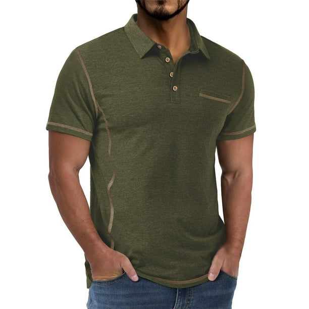 Ceisia Men's Summer Gift Sporty Solid Color Button-Up Turndown Collar/Lapel Short Sleeve Shirt - Comfortable Daily Outdoor Wea r