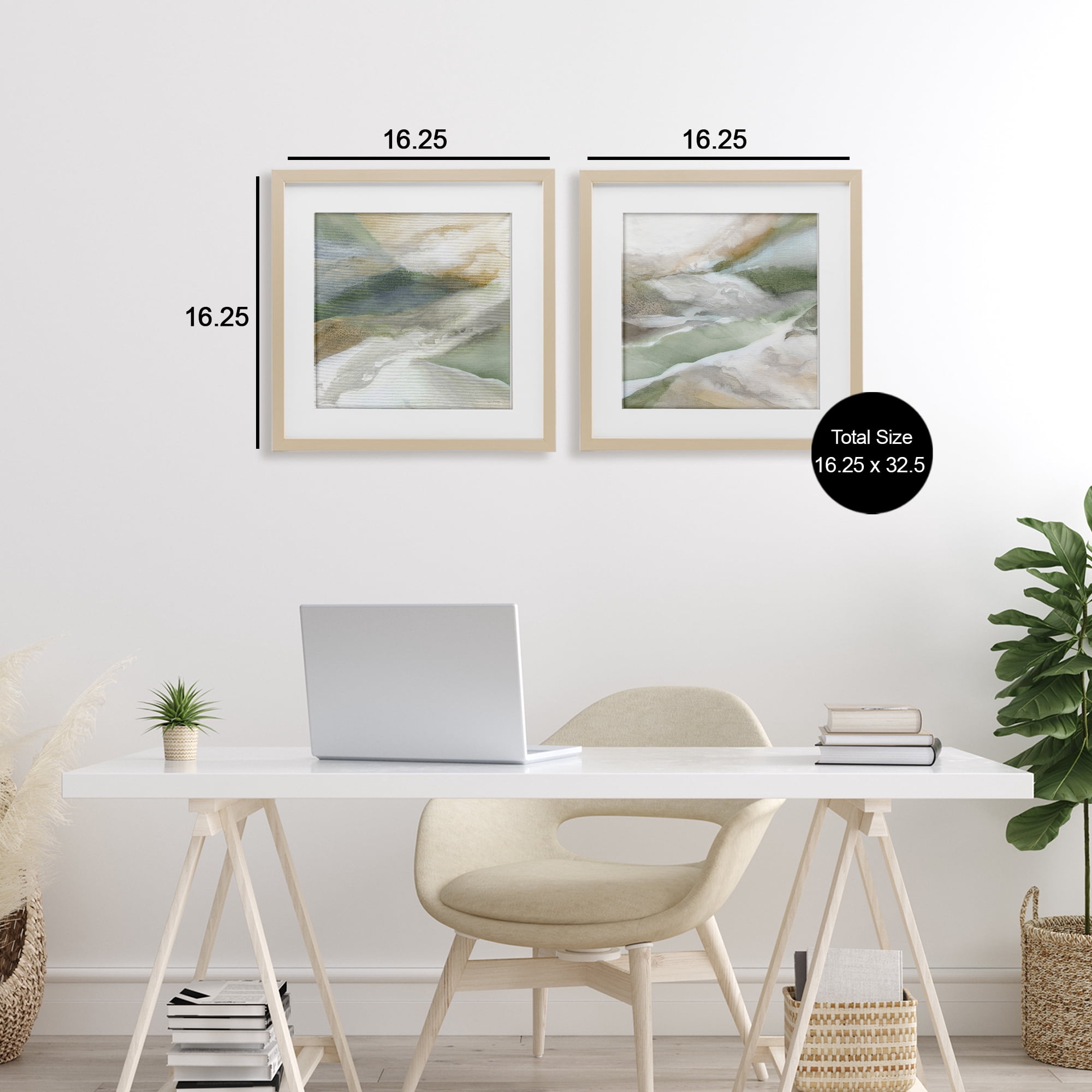 Stupell Industries Serene Misty Valley Abstraction 2 Piece Birch Framed Print Under Glass Set, design by Carol Robinson