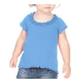 thumbnail image 2 of Kavio I1P0592 Infants Lettuce Edge Ruffles High Low Short Sleeve Top-White-6M, 2 of 4