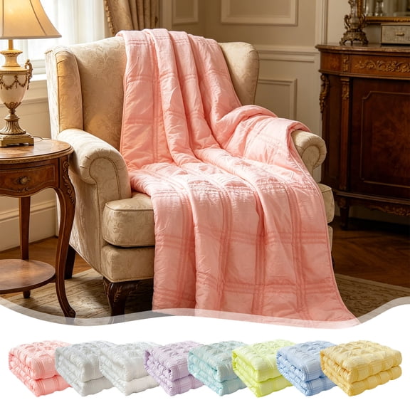 Sentmoon Voile Washed Summer Quilt Cloud Soft Gauze Breathable Lightweight Throw 79 x 59 in Summer Bed Cover Machine-Washable Air-Conditioning Quilt for Warm Nights