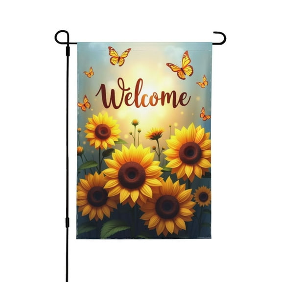 Welcome Sunflower Garden Flag 12x18 Inch Double Sided Summer Outdoor Yard Flag Decorations Butterfly Floral Sunflowers House Yard Lawn Patio Decor