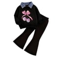 thumbnail image 4 of TAmten Girl Set Clothes Toddler Girl Clothes Fall Spring Toddler Girl Outfit Floral Sweatshirt/Hoodie Bell Bottom Flared Pants 2 Pcs Set(Black,5-6 Years), 4 of 4