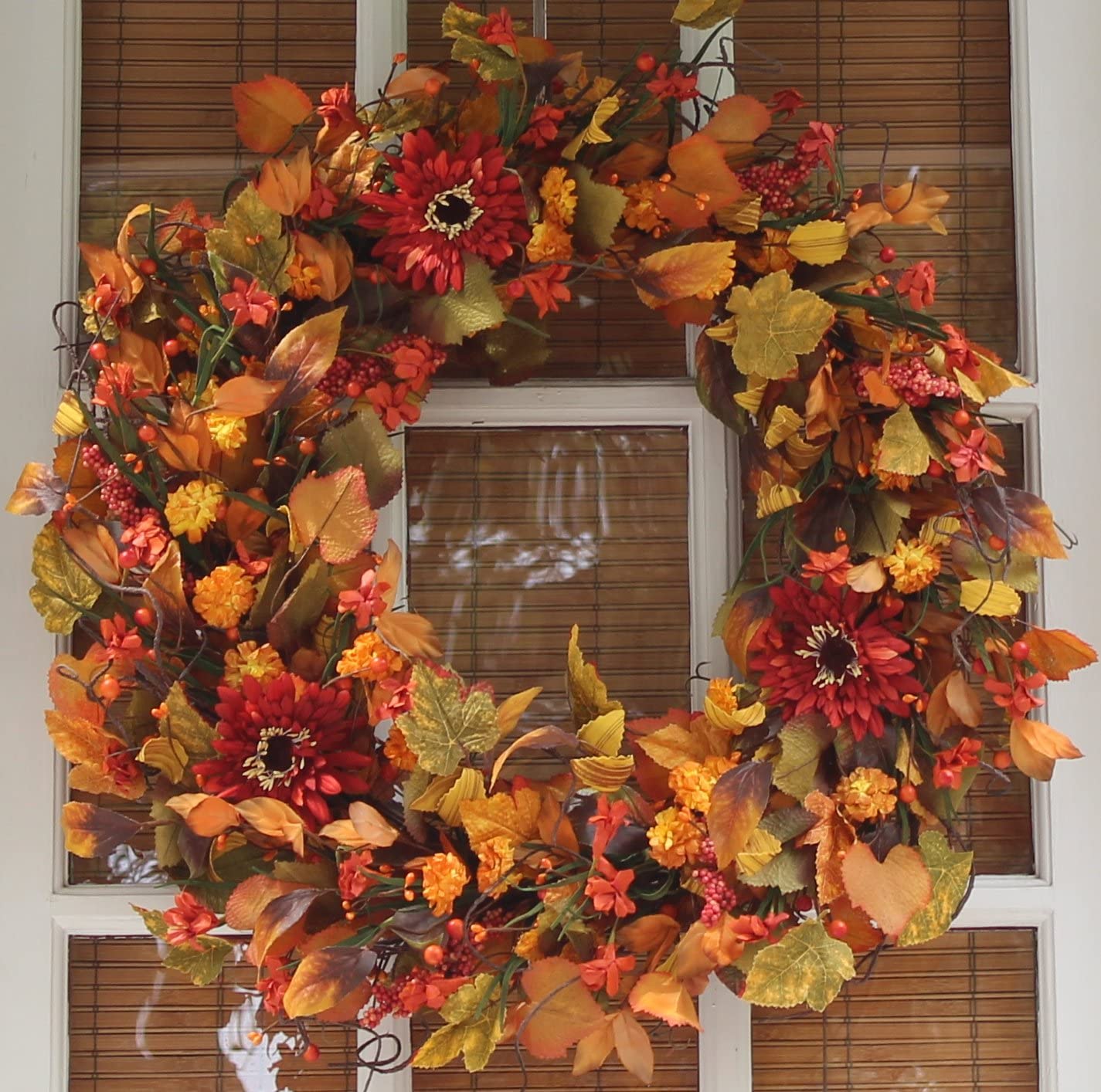 The Wreath Depot Highland Silk Fall Door Wreath, 22 inches, Beautiful