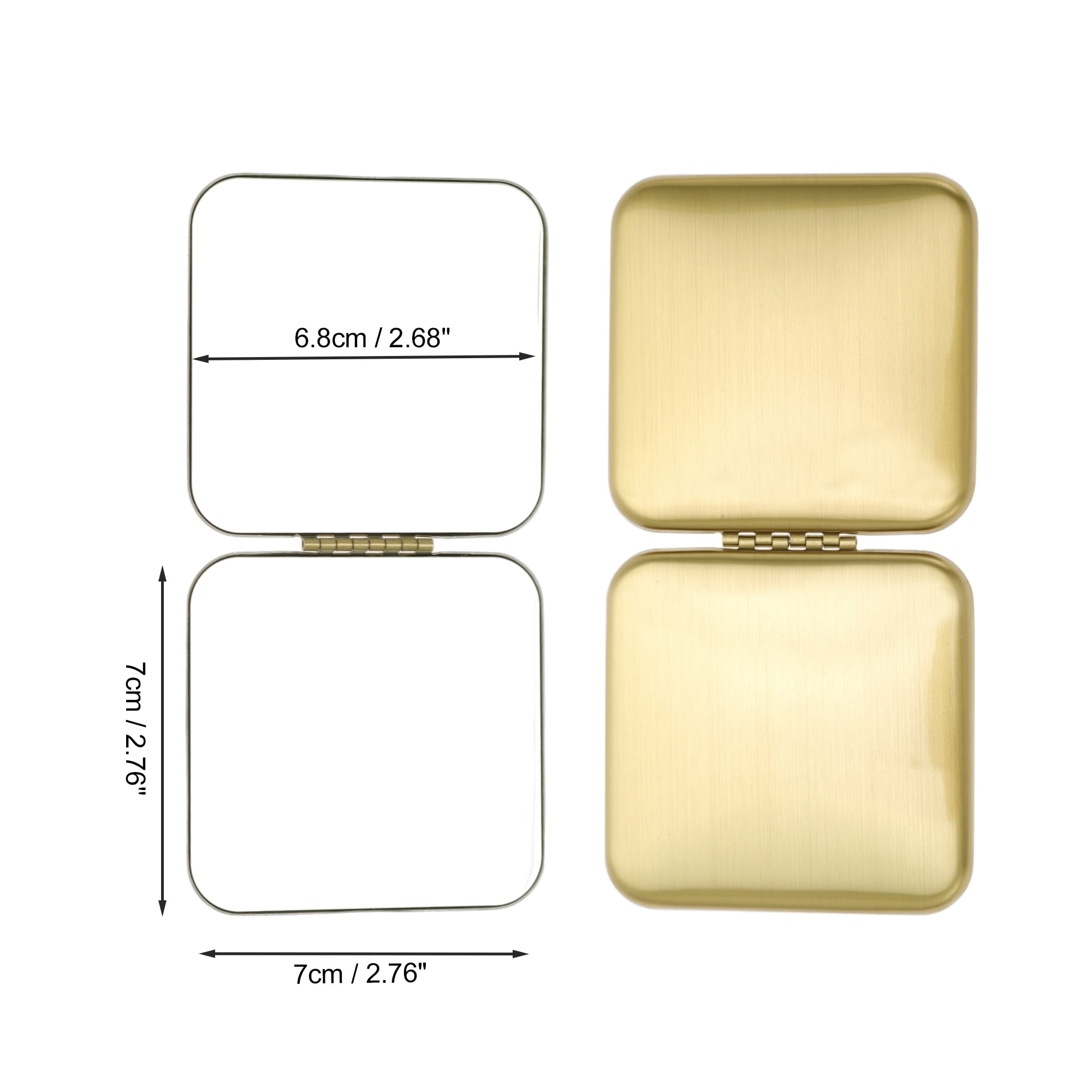 Unique Bargains 1 Pc Women Large Square Folding Makeup Mirror for Travel Gold Tone