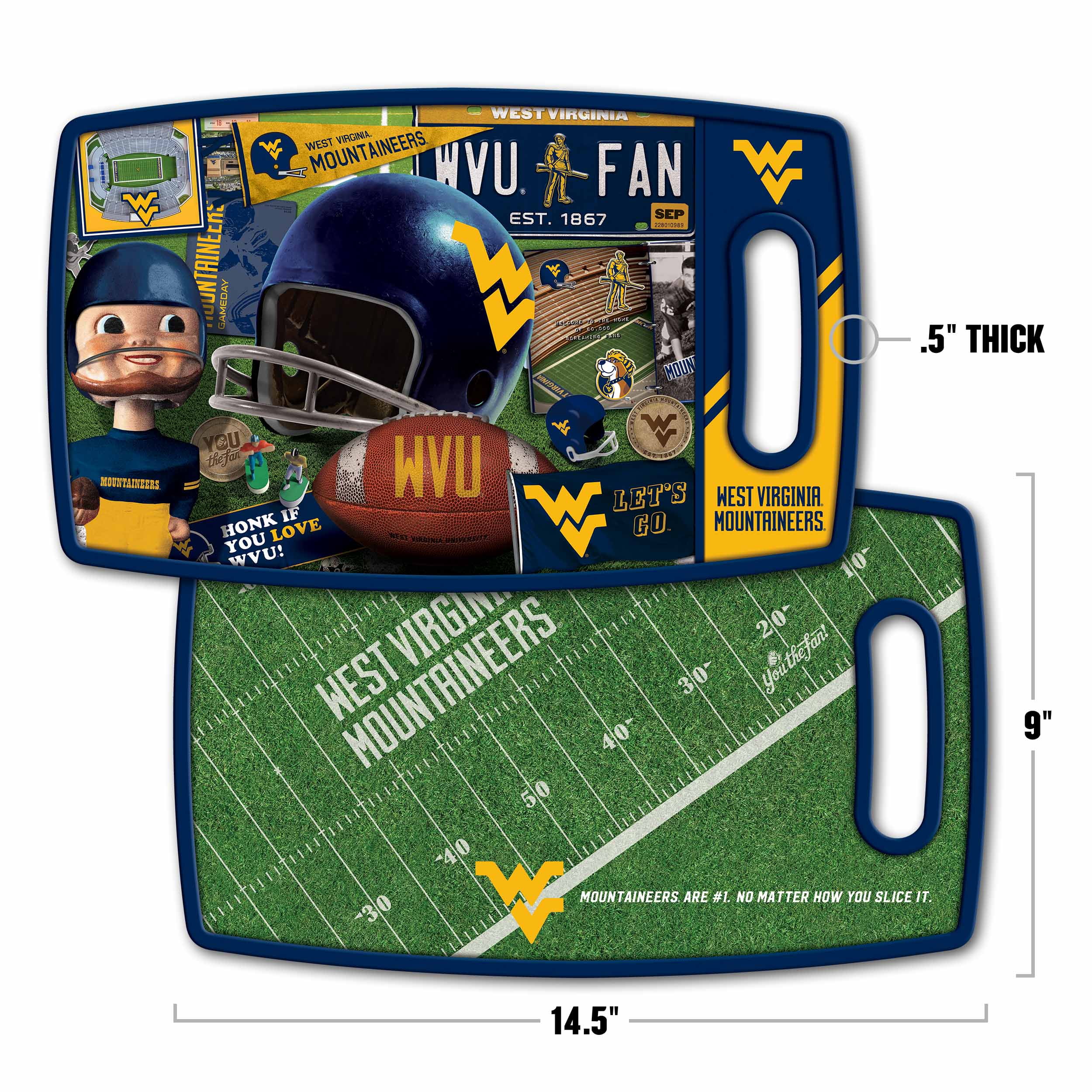 YouTheFan NCAA West Virginia Mountaineers Retro Series Cutting Board