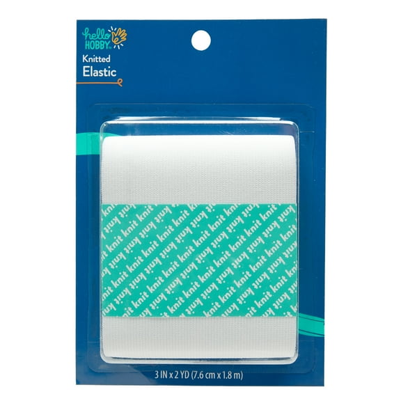 Hello Hobby Knitted Elastic, 3" x 2 yd, White