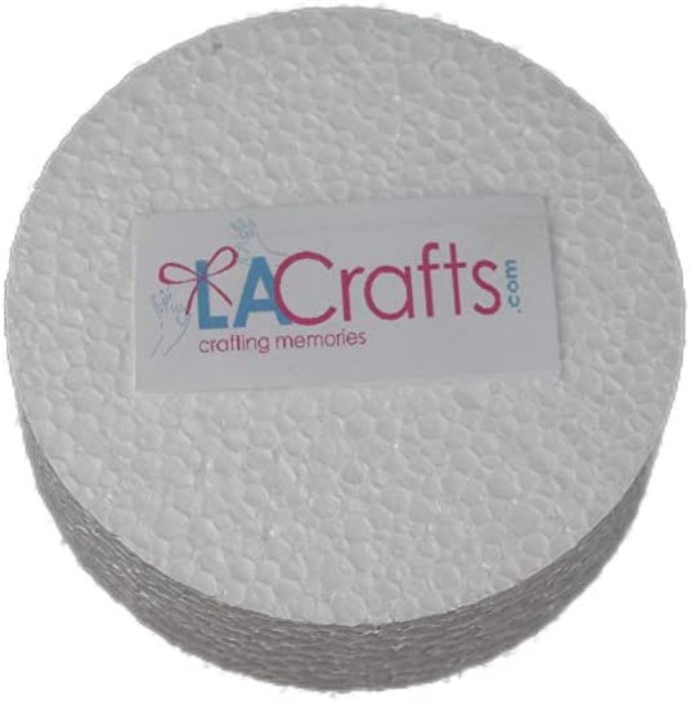 LA Crafts Brand 3x1 Inch Smooth Foam Craft Disc 12 Pack