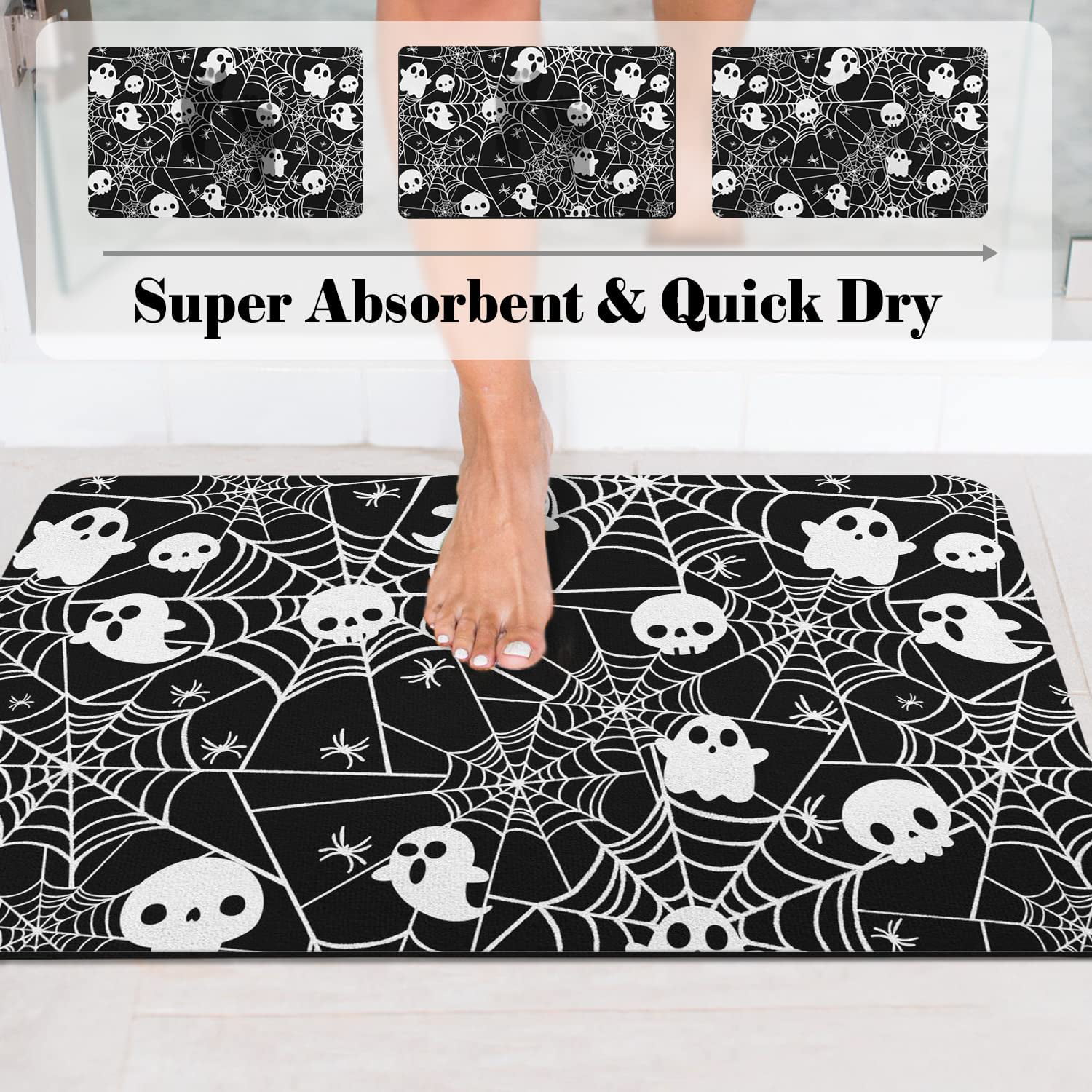 GTMAT Skull Smoking on The Sunset Beach Bathroom Rugs,Soft Absorbent Bath  Mat,Machine Washable Dry Bath Mats for Indoor Living Room, Tub and Shower