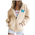 thumbnail image 1 of Chandails à Capuche Zippés pour Femmes Rabais de 50 % en Liquidation Mode Fermeture Éclair Col en V Hauts à Enfiler Manches Longues Blouse à Capuche Imprimée Chandail, 1 of 3