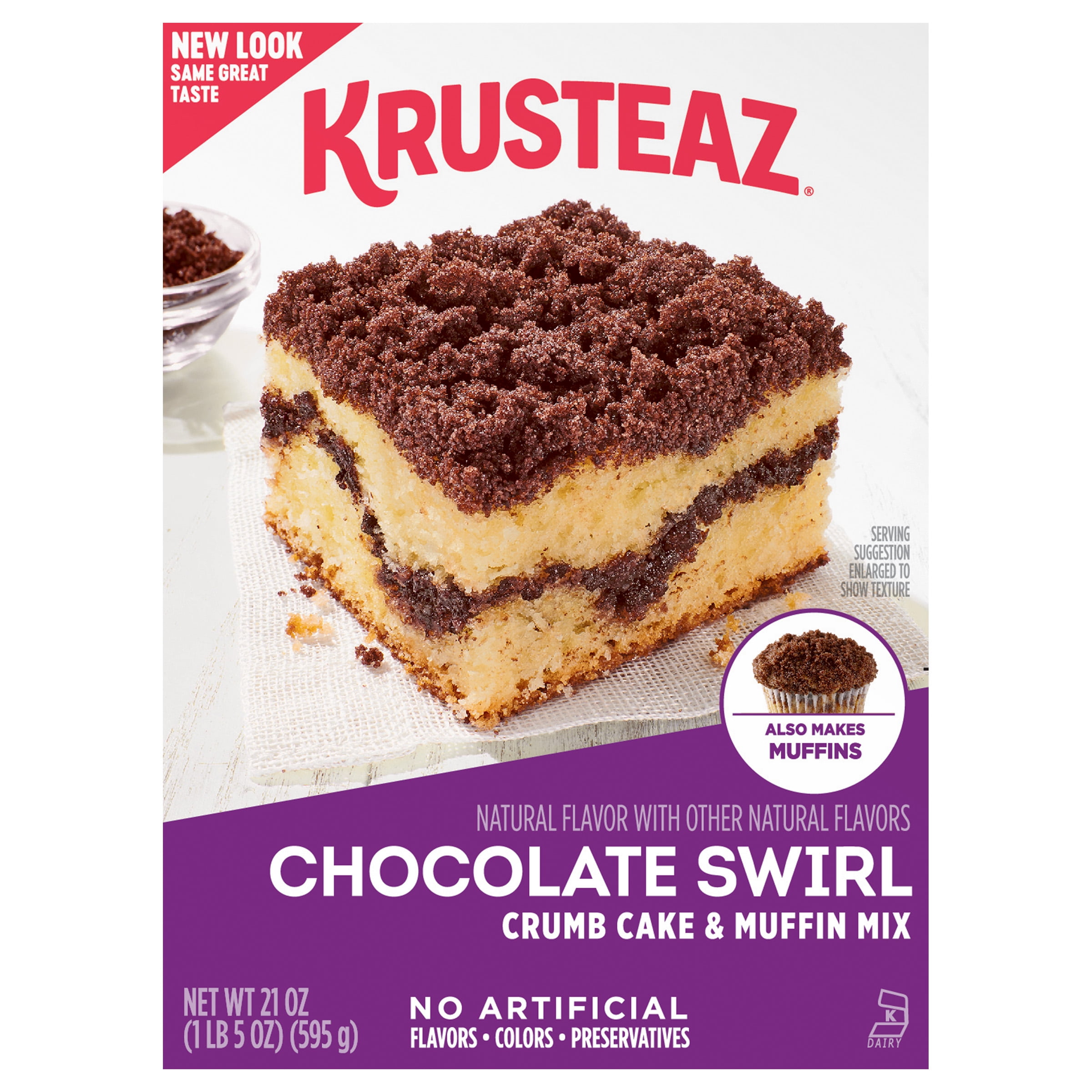 Krusteaz Chocolate Swirl Crumb Cake & Muffin Mix, Made with Cocoa, 21 oz. Box