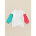 thumbnail image 4 of Little Boys Girls Spring Casual Sweatershirt Toddlers Color Matching Long Sleeve Rainbow Round Collar Tops, 4 of 8