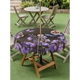 thumbnail image 4 of Outdoor Tablecloths with Umbrella Hole & Zipper, Purple Flowers Round Tablecloths 60 Inch, Butterfly Spring Floral Wooden Farmhouse Waterproof Table Cloth, Patio/Pool/Picnic Table Covers, 4 of 8
