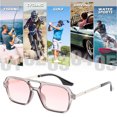 thumbnail image 5 of Gafas de sol cuadradas retras de la moda simple de las gafas de sol huecas del haz doble, hechas de PC, 5 of 5