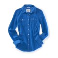 thumbnail image 1 of Aeropostale Signature Button Up Shirt para mujer, azul, XS Aeropostale  Camisa con botones, 1 of 1