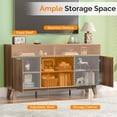 thumbnail image 4 of 58-Inch Solid Wood Boho Fluted TV Stand for 70 Inch TVs, Mid-Century Modern Media Console with Storage, Walnut, 4 of 6