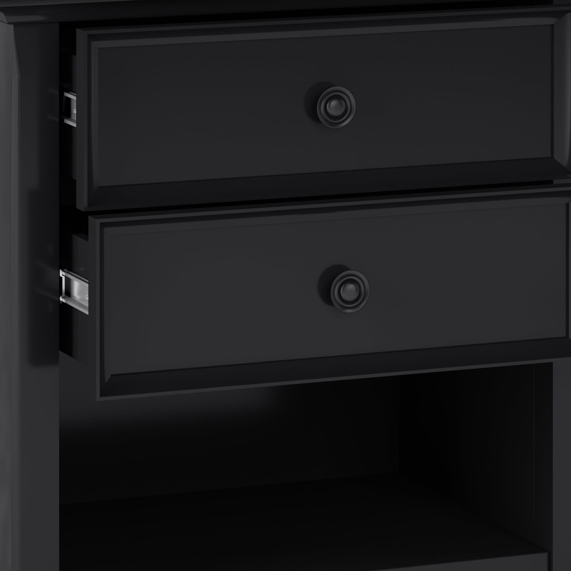 Amherst 24 inch Wide Solid Wood Transitional Bedside Table in Black