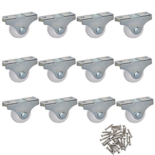 ZXHAO 12 Pack 1/" Caster Wheels Fixed Non Swivel Casters with Metal Top