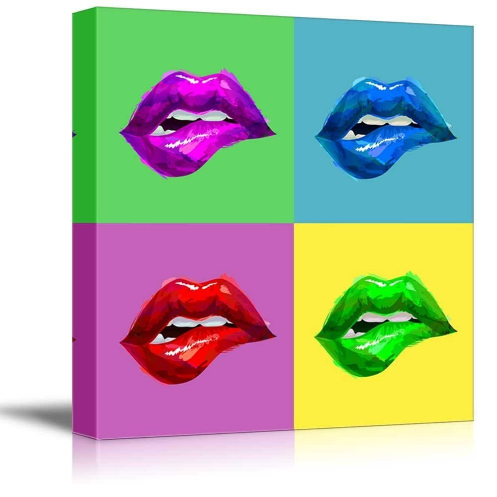 Wall26 Canvas Wall Art Multi Color Pop Art With Sexy Lips Giclee