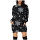 thumbnail image 1 of Vestido corto de sudadera con capucha y bolsillos con estampado navideño para mujer informal a la moda Pompotops  hdfakjf309, 1 of 8