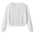 thumbnail image 2 of 3-4 Years Little Kid Girls Cardigan Sweaters School Uniforms Crew Neck Knit Sweater Toddler 4Years -14 Years White Sweater Coat, 2 of 5