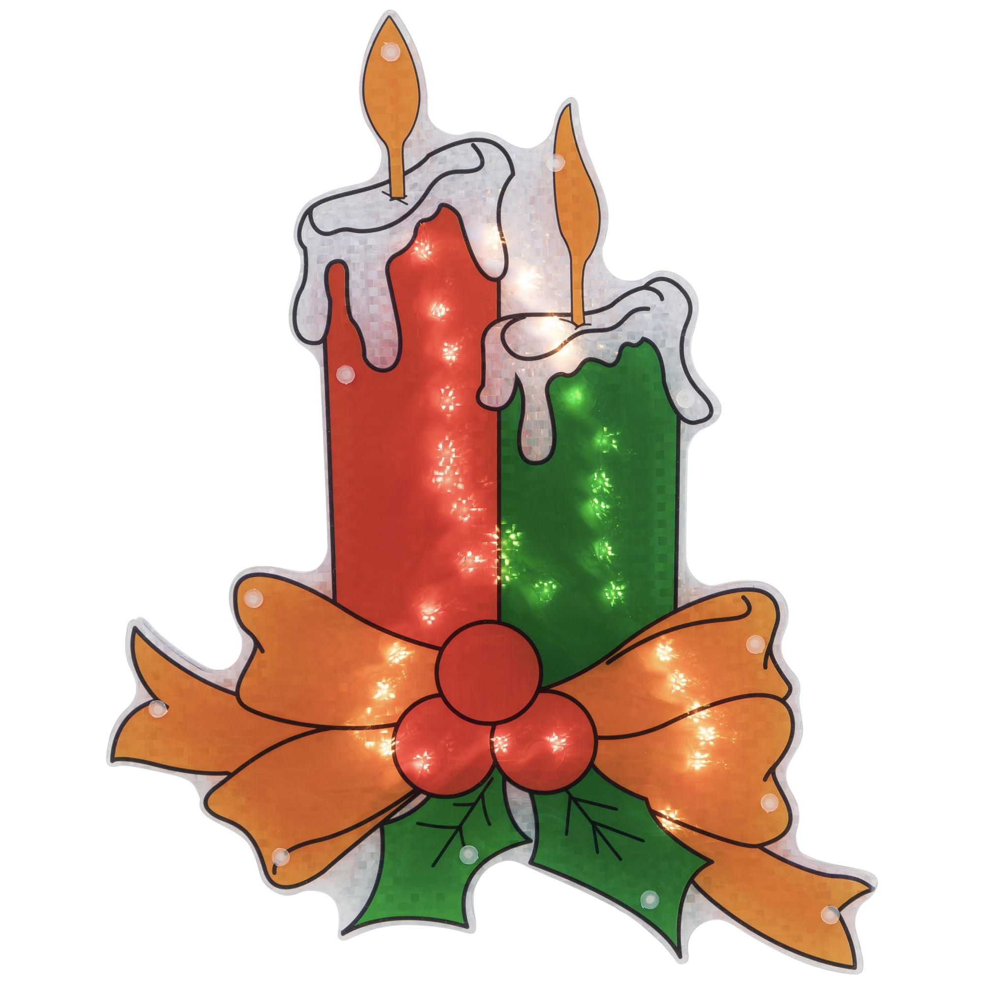 Northlight Lighted Holographic Candle Christmas Window Silhouette Decoration - 17"