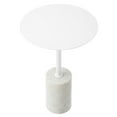 thumbnail image 3 of Coffee Sofa Side Table, White, Artificial Marble, Metal Steel, Round, Living Kitchen Cafe Bistro Hospitality Restaurant, Modern Contemporary HB36382, 3 of 11