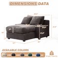 thumbnail image 6 of Aukfa 49" Chaise Lounge, Plush Corduroy Sofa Chair Bed w/ 3 Pillows Living Room, Gray, 6 of 13