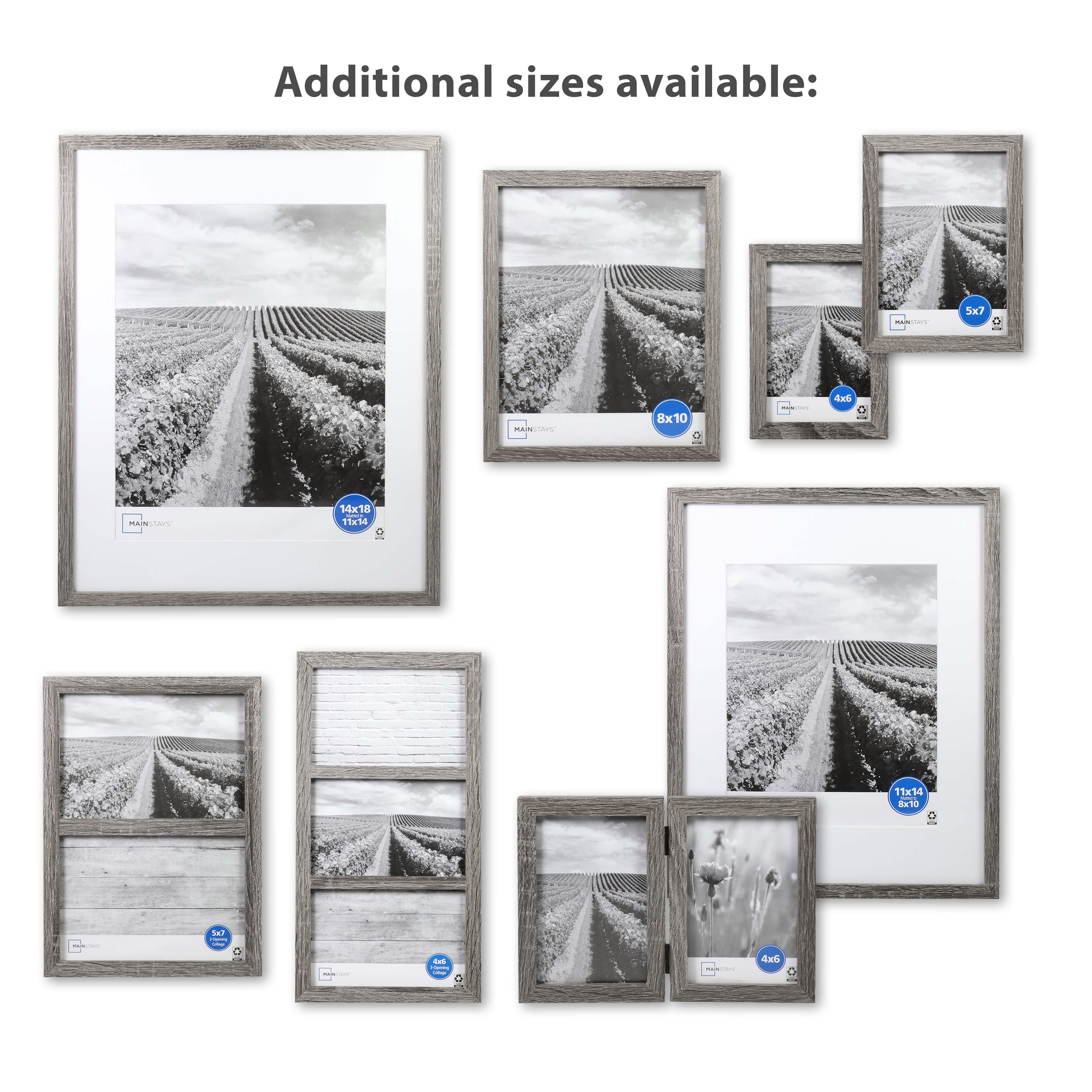 Frametory, Gallery Wall Frame Set of 7 Multiple Sizes 11x14, 8x10, 5x7  Picture Frame Collage with Ivory Color Mat for Prints, with Real Glass  (White)