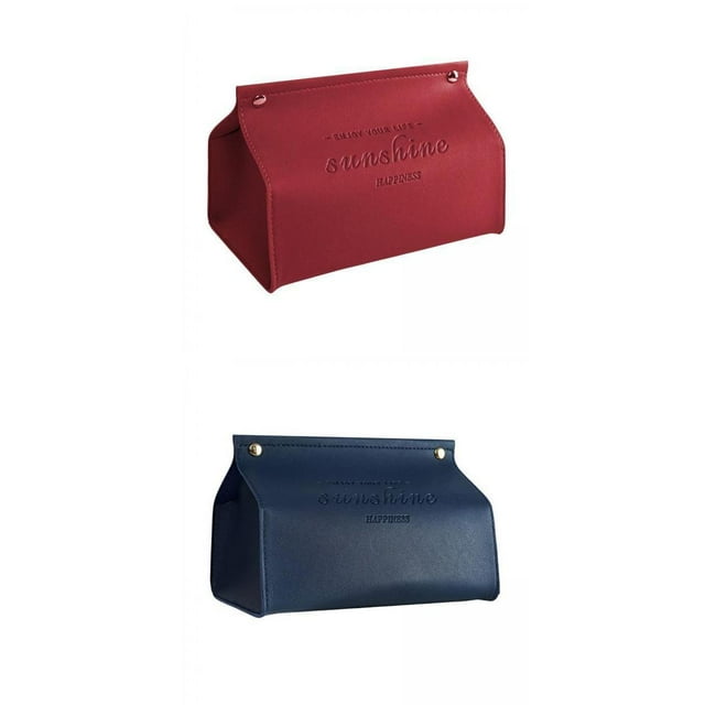 2 Soportes para Caja de Pañuelos Sintética para Cocina Y Oficina. rojo + azul