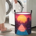 thumbnail image 5 of Lsque Neon Sunset Cyberpunk Cityscape Pattern Laundry Hamper Basket, Tall Woven Rope Hamper Basket for Clothes, Lightweight Storage Basket, Collapsible Waterproof-Small, 5 of 6