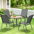 thumbnail image 4 of Dovov Patio Dining Chairs Set of 4, Metal Outdoor Patio Chairs Textilene Stacking Chairs High Back Armchairs, Gray, 4 of 12