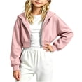 thumbnail image 2 of Shadoumai Girls Cropped Zip Up Hoodie Long Sleeve Sweatshirts For Teen Girls Fashion Fall Fashion Casual Jackets With Pockets, 2 of 7
