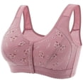 thumbnail image 2 of NIEWTR Front Closure Bras for Women No Underwire Comfort Lace Older Senior Wireless Snap Closing Bra(Pink,L), 2 of 3