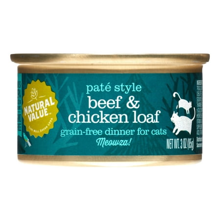 Natural Value Non-GMO Cat Food, Pate Beef & Chicken Loaf, 3 Oz, 24 (Best Non Prescription Cat Food For Kidney Disease)