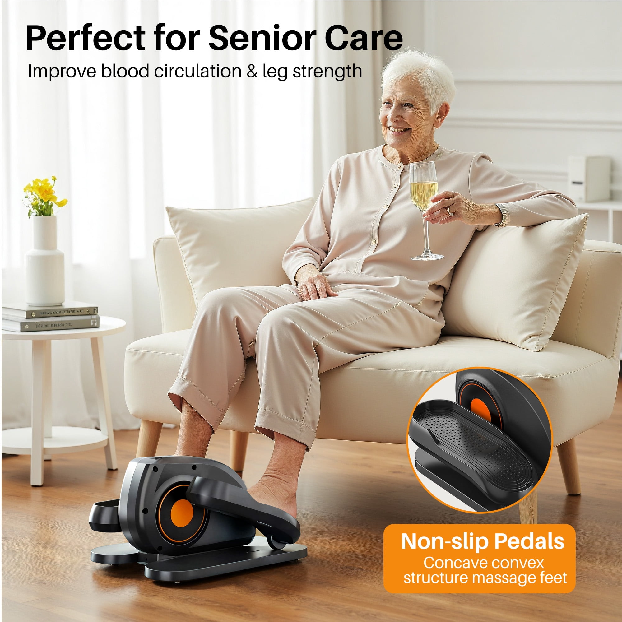 Atilioo Under Desk Elliptical Machine with Remote Control, Electric Elliptical Leg Exerciser, Portable Quiet Seated Pedal Exerciser for Seniors Younger, Black