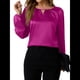 thumbnail image 1 of Camisa Informal de Satén de Larga para Mujer, Elegante Blusa de Trabajo, Atuendo Formal de Otoño para la Oficina Rosa Roja L, 1 of 10