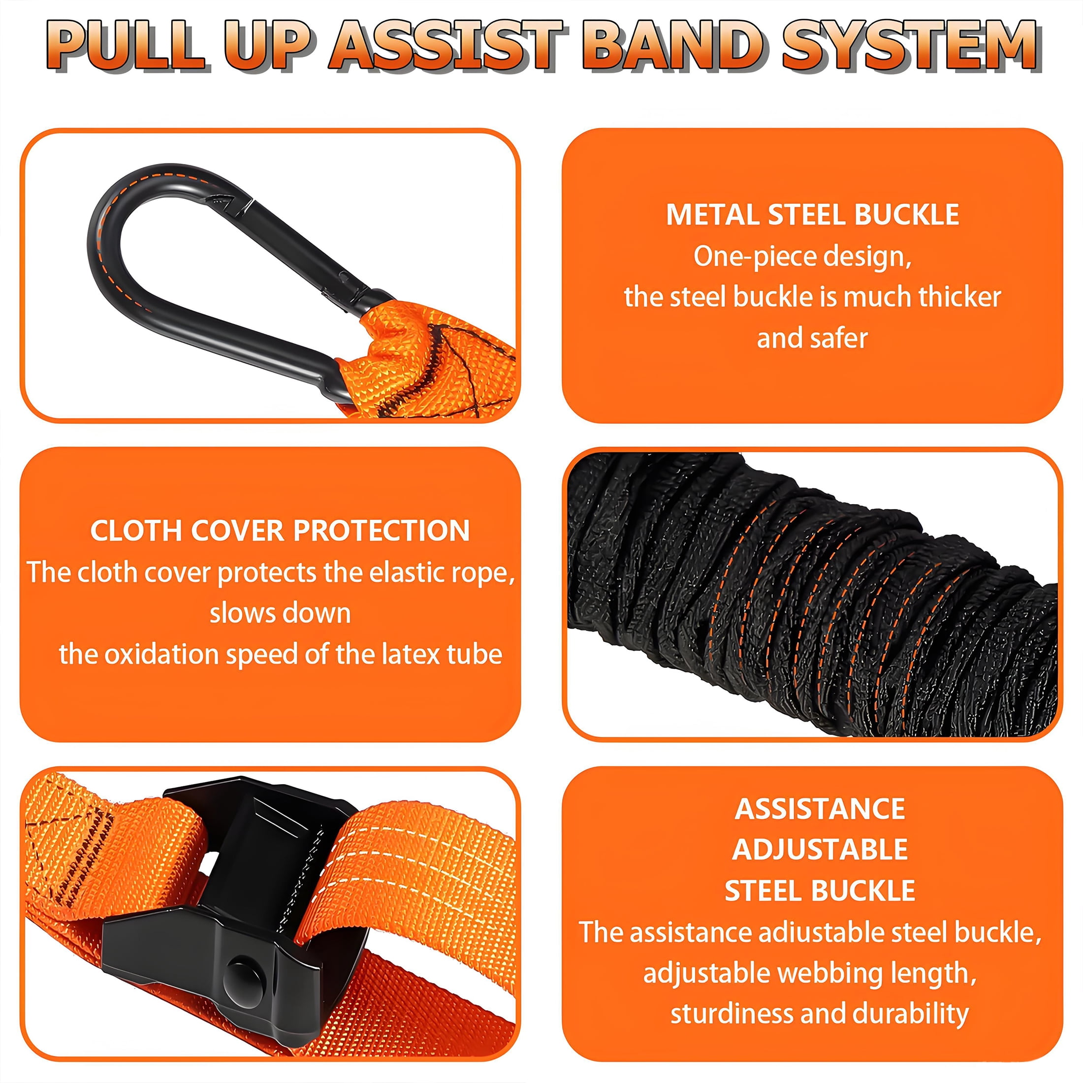 BESTSKY Pull Up Bands,Heavy Duty Resistance Bands for Working Out,Adjustable Weight Pull Up Bands Assistance Bands with Feet/Knee Rest,Workout Bands for Pull Up Bar,Strength Training