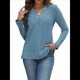 thumbnail image 2 of Camisas Elegantes de Textura para Mujer, de Algodón Básico con Rayas en las Axilas - Sudadera con Capucha Azul L, 2 of 9