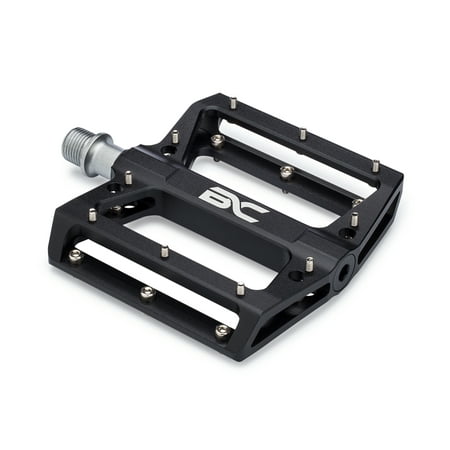 lightweight aluminum bike pedals by bc bicycle company - great for mtb, bmx, downhill - wide flat platform with removable grip pins - 9/16 cr-mo spindle -