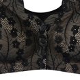 thumbnail image 3 of Fmbrln Womens Wireless Bra Plus Size Front Closure Floral Lace Padded Bras Side Support Seamless Wide Strap Comfy Bralette for All Day Wear Black 3XL, 3 of 4